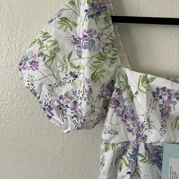 NWT Hill House Sz XS Matilda Midi Dress Wisteria White Floral Bridgerton Cottage - Picture 9 of 14